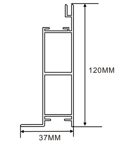 37×120mm  LED Channel _ SEG Series _ Model(YX) _ 12公分單面卡布厚款燈箱料