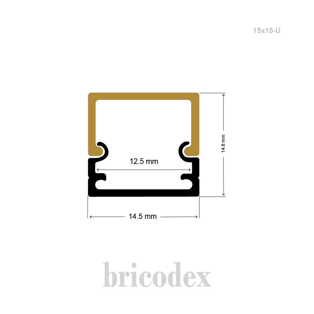 15x15 mm LED Channel _ U3D Series _ Model(HL) _ 15x15-U