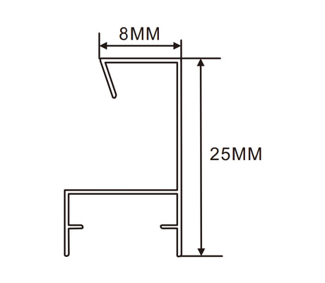 25×8mm LED Channel _SFL Series_ Model(YX)_ 2508畫框燈箱料