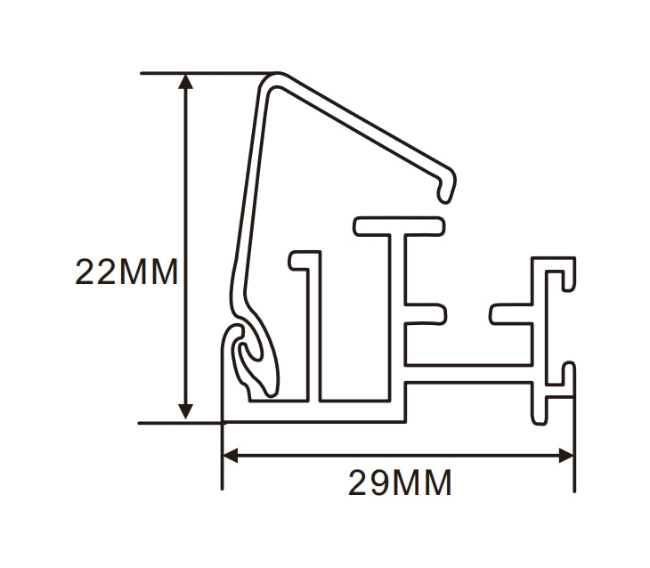 29×22mm LED Channel _SFL Series_ Model(YX)_ 1.5分抽畫型材(開啟)