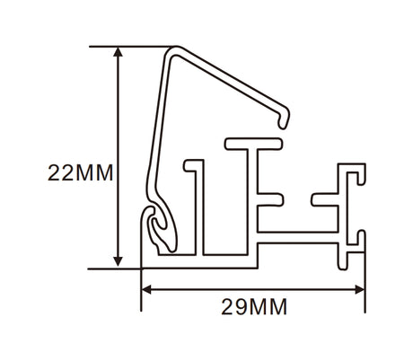 29×22mm LED Channel _SFL Series_ Model(YX)_ 1.5分抽畫型材(開啟)