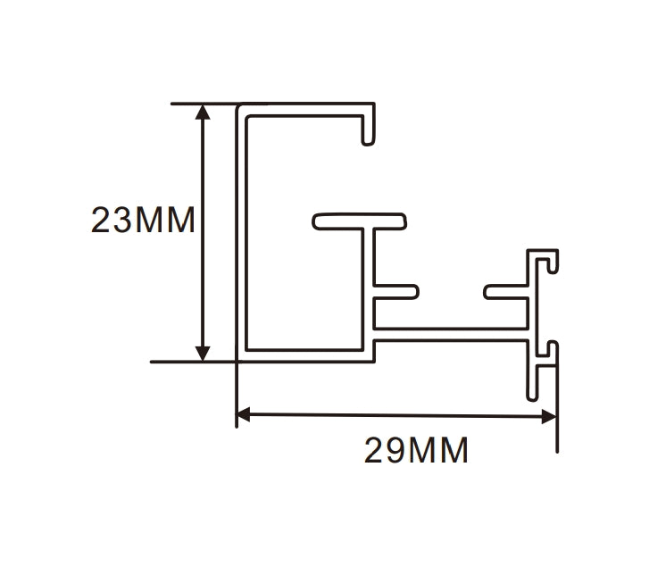 29×23mm LED Channel _SFL Series_ Model(YX)_ 1.5分抽畫型材(不開啟)
