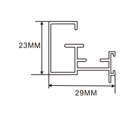 29×23mm LED Channel _SFL Series_ Model(YX)_ 1.5分抽畫型材(不開啟)