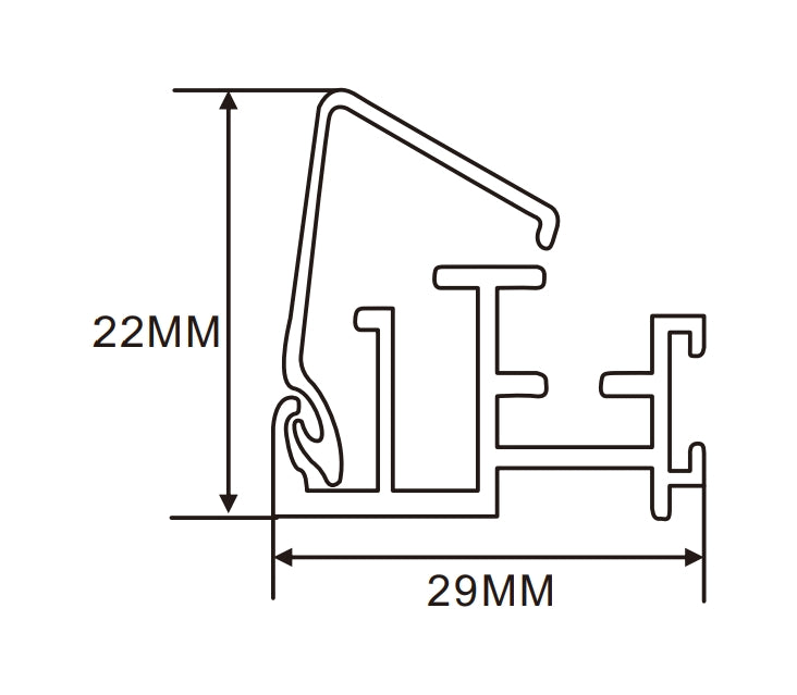 22x29mm LED Channel _SIL Series_ Model(YX)_ 1.5分抽畫型材(開啟)