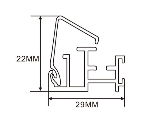 22x29mm LED Channel _SIL Series_ Model(YX)_ 1.5分抽畫型材(開啟)