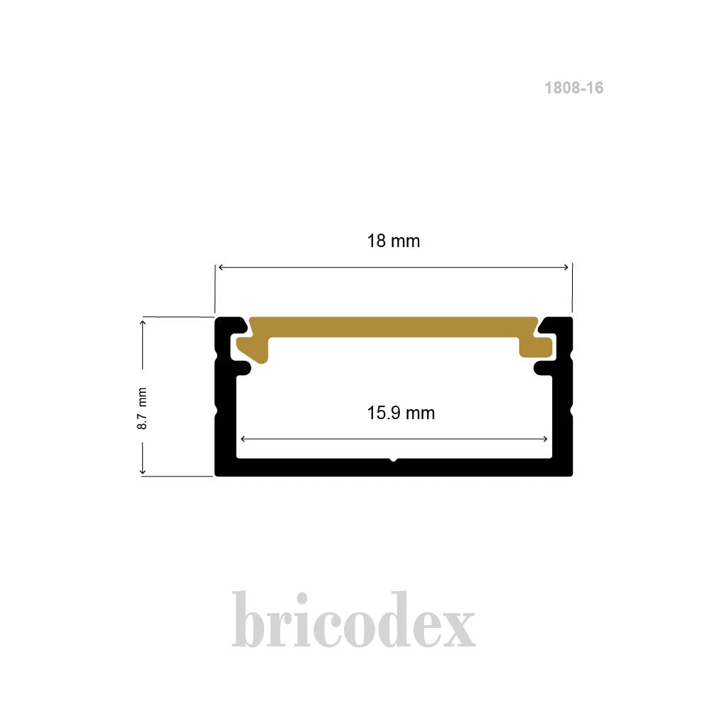 18x8.7 mm LED Channel _ SML Series _ Model _ 1808-16