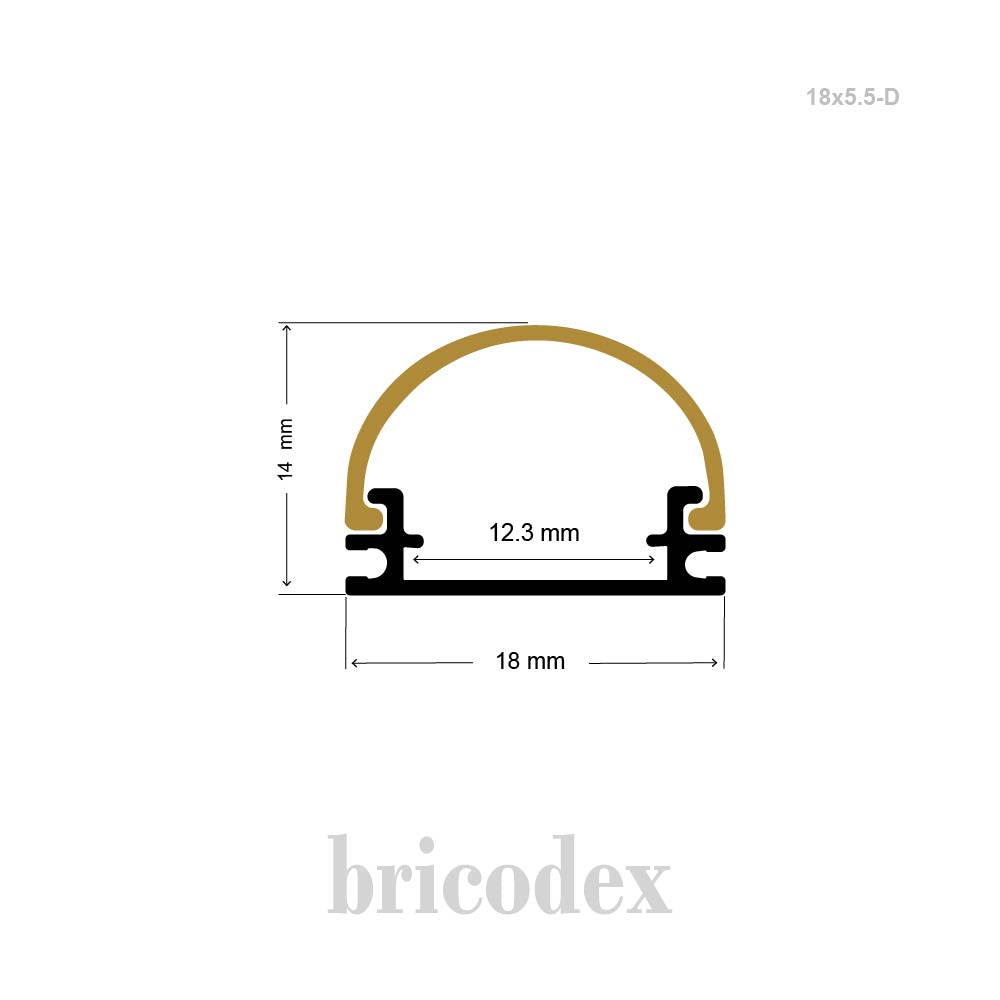 18x14 mm LED Channel _ U3D Series _ Model(HL) _ 18x5.5-D