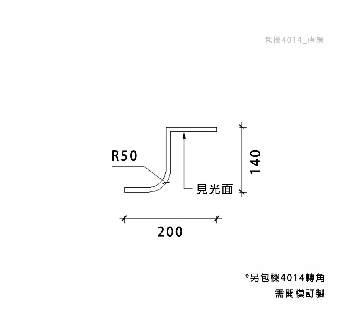 200 x 140 mm LED Channel _ GRG Panel Series _ Model _ 包樑4014