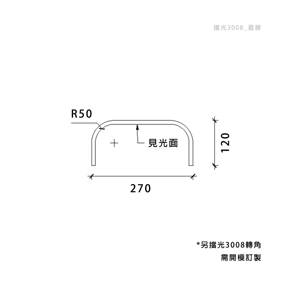270 × 120 mm LED Channel _ GRG Panel Series _ Model _ 擋光3008