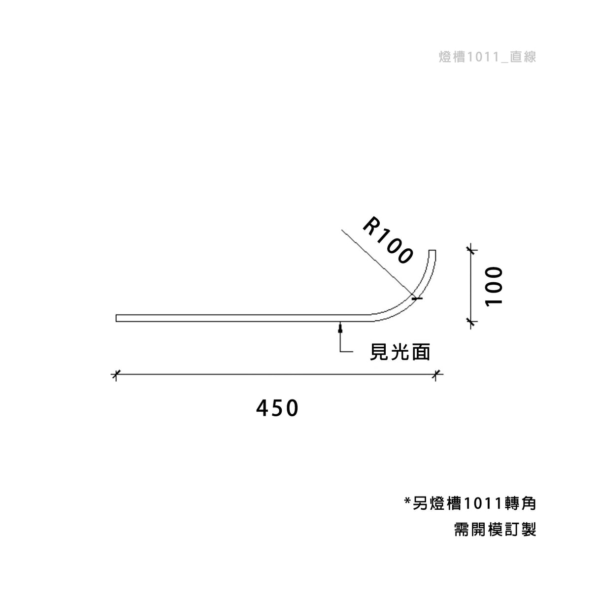 450 x 100 mm LED Channel _ GRG Panel Series _ Model _ 燈槽1011