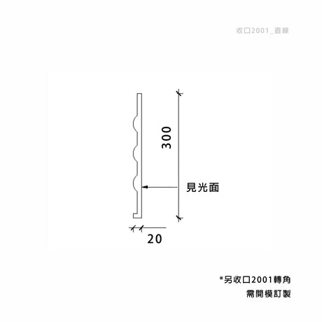 20 × 300 mm LED Channel _ GRG Panel Series _ Model _ 收口2001