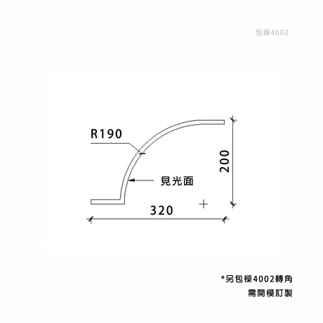 320 x 200 mm LED Channel _ GRG Panel Series _ Model _ 包樑4002