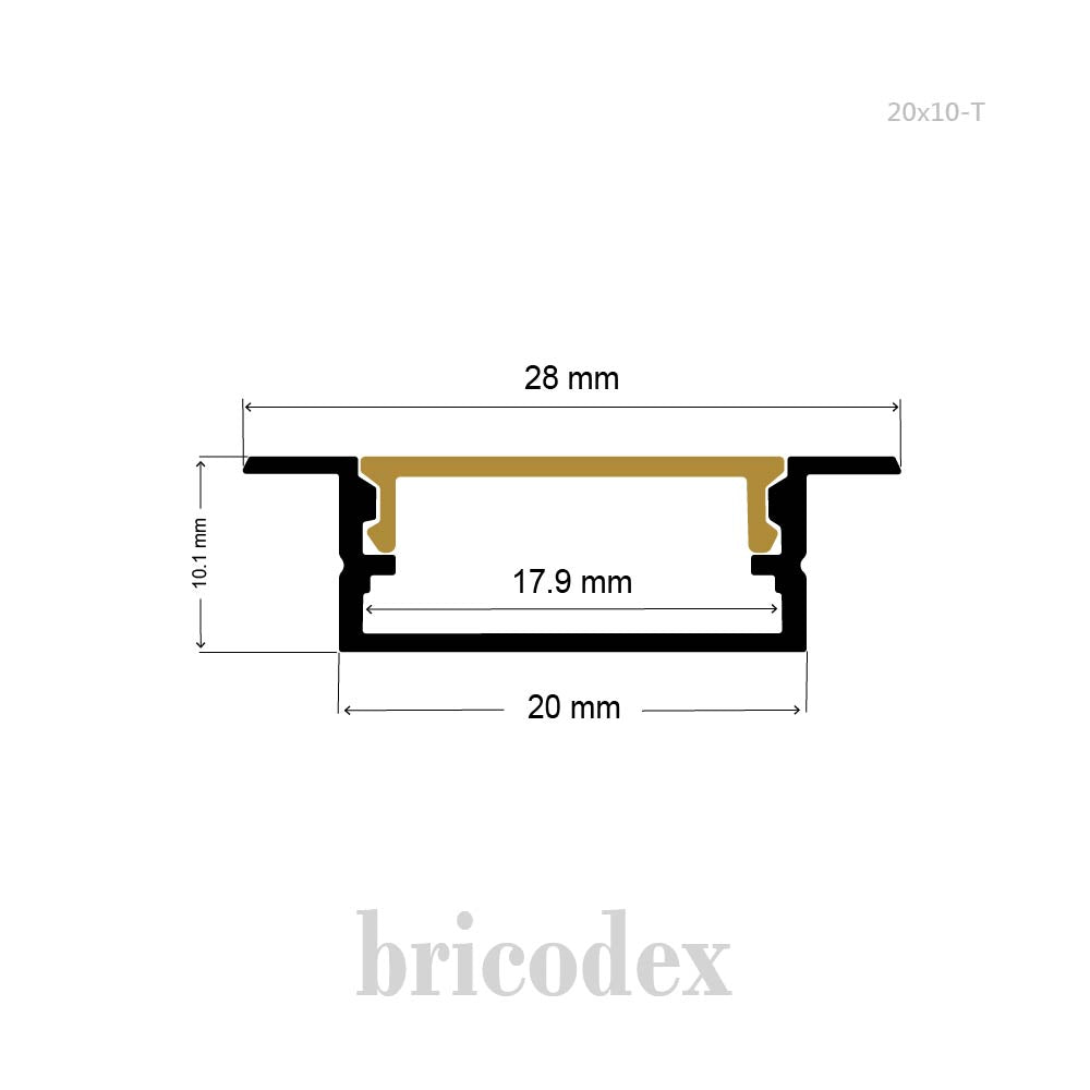 20x10 mm LED Channel _ SML Series _ Model(HL) _ 20x10-T