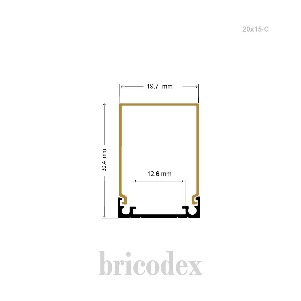 19.7x 30.4 mm LED Channel _ U3D Series _ Model(HL) _ 20x15-C