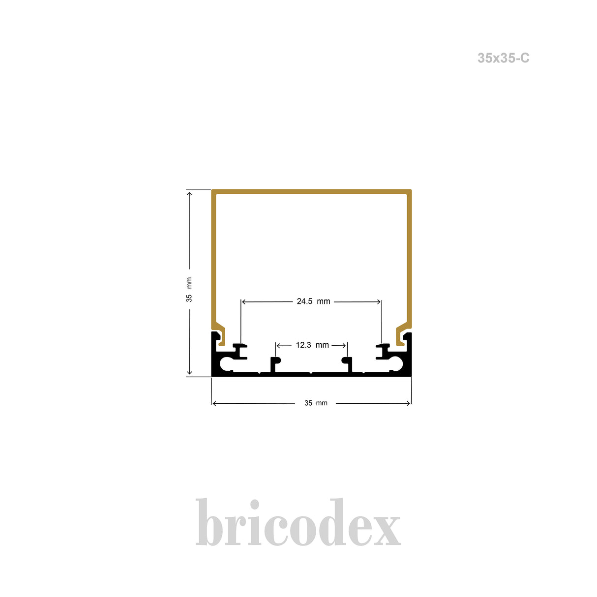 35 x 35 mm LED Channel _ U3D Series _ Model(HL) _ 35x35-C