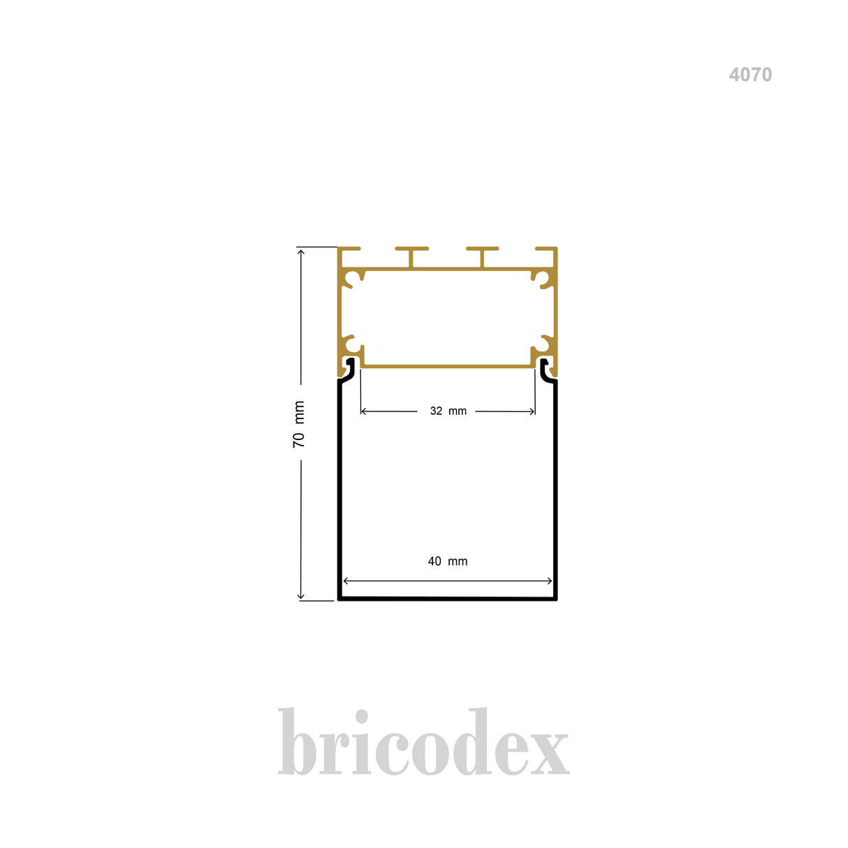40 x 70 mm LED Channel _ U3D Series _ Model(HL) _ 4070