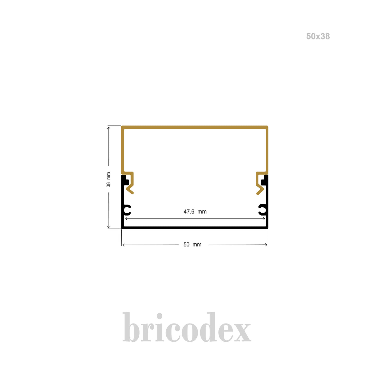 50x38 mm LED Channel _ U3D Series _ Model(HL) _ 50x38
