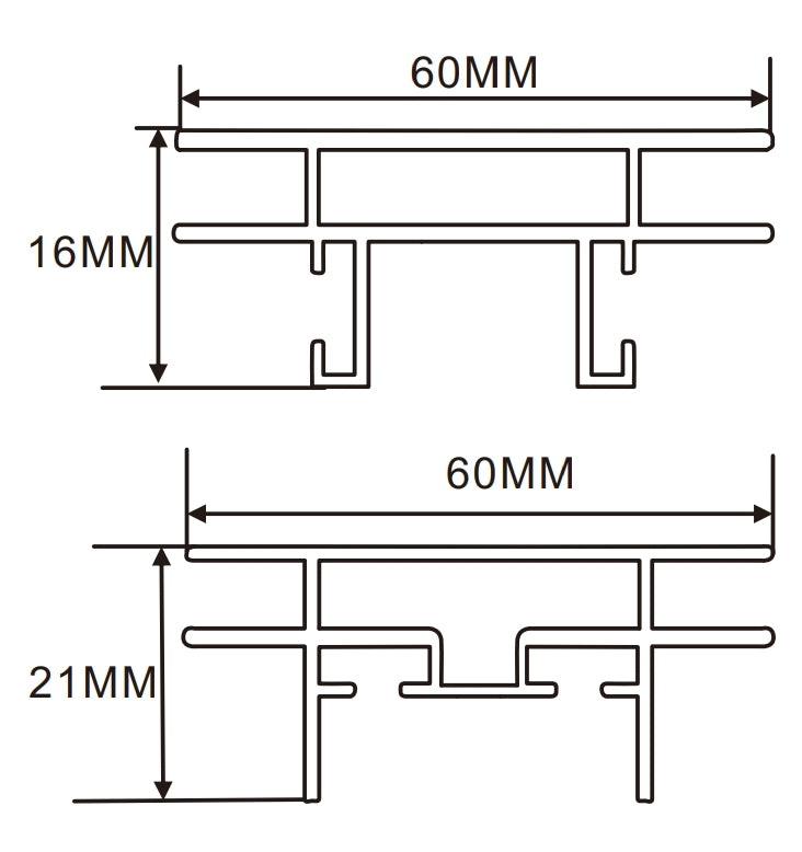 60×16mm＆21mm LED Channel _SEG Series_ Model(YX)_ 6公分雙面卡布燈箱料