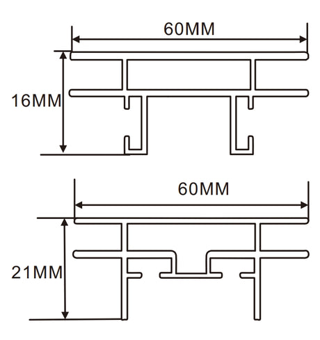 60×16mm＆21mm LED Channel _SEG Series_ Model(YX)_ 6公分雙面卡布燈箱料
