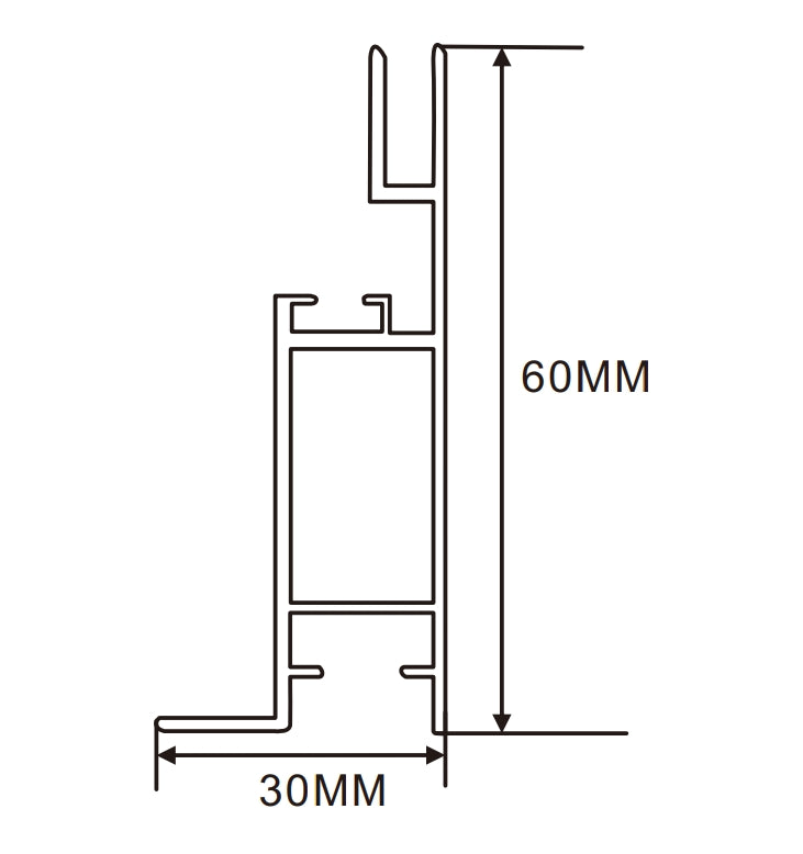 60×30mm  LED Channel _ SEG Series _ Model(YX) _ 6公分單面卡布A款燈箱料