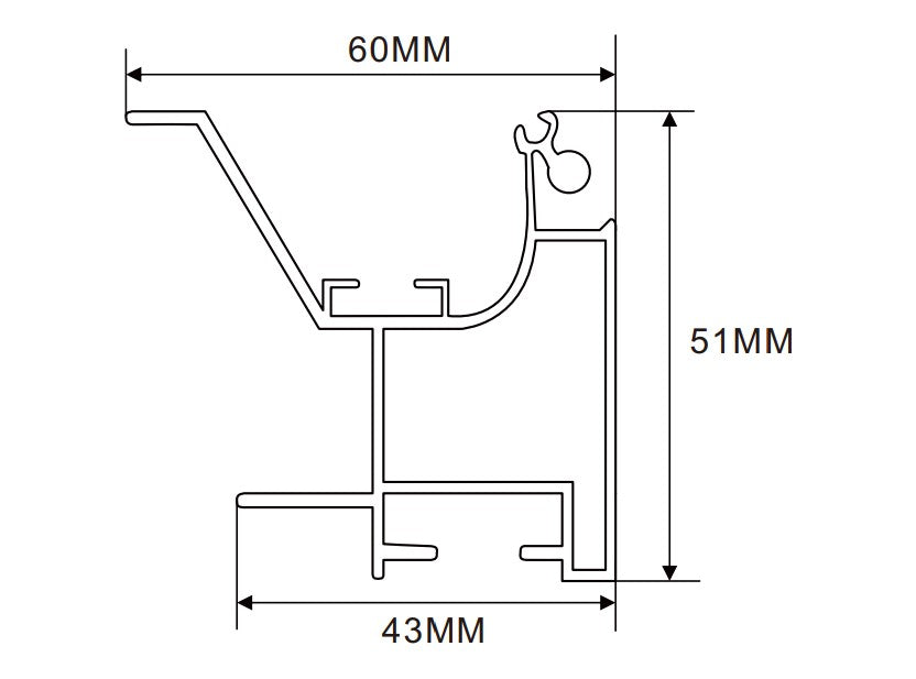 60×51mm LED Channel _FLP Series_ Model(YX)_ 6x6拉布燈箱料