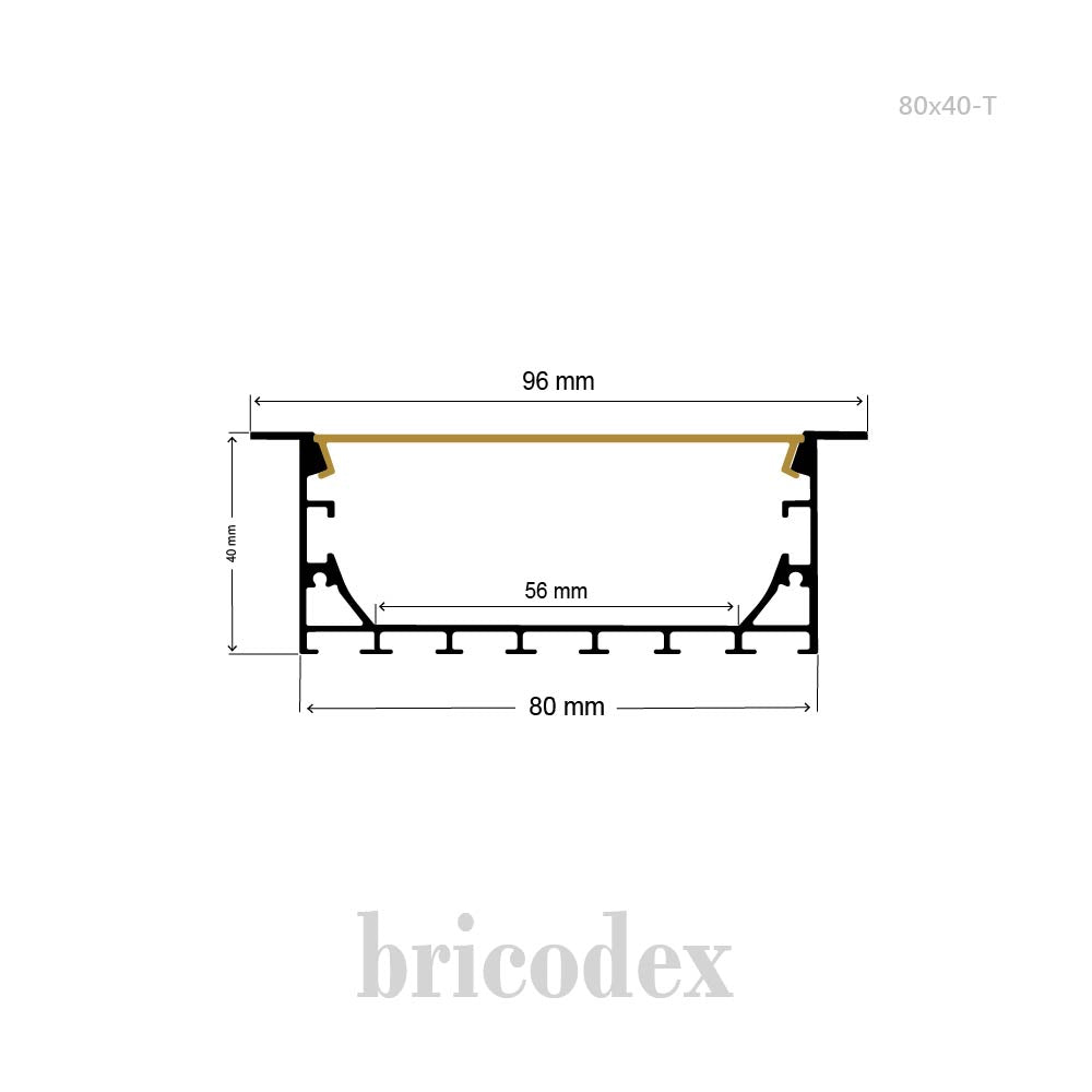 80x40 mm LED Channel _ SML Series _ Model(HL) _ 80x40-T