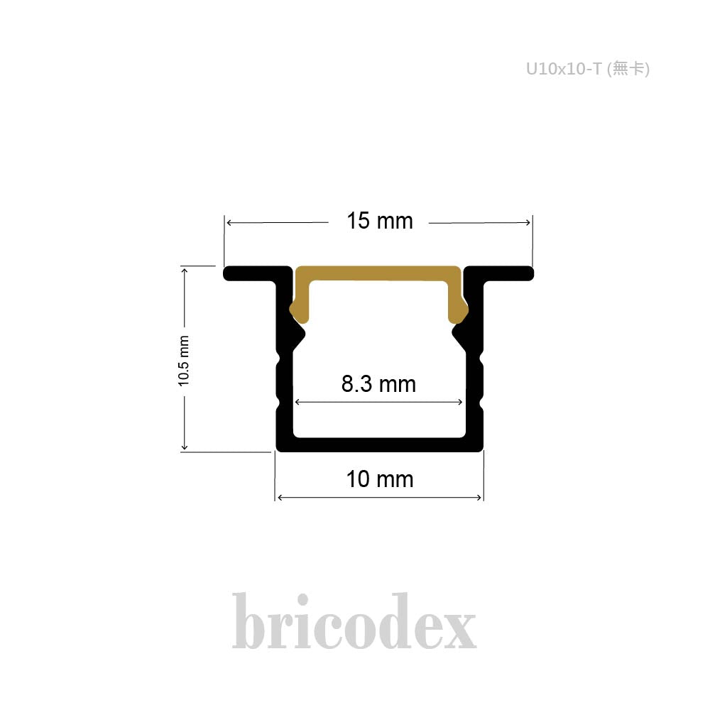 10x10 mm LED Channel _ SML Series _ Model(HL) _ U10x10-T
