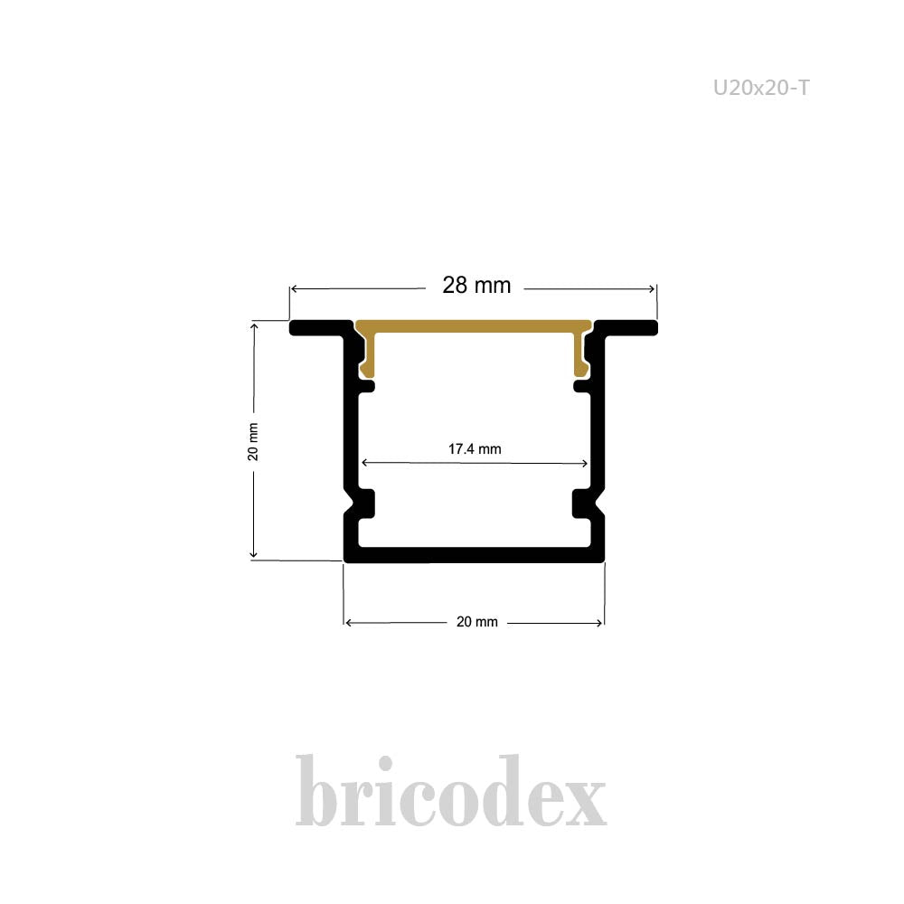 28x20 mm LED Channel _ SML Series _ Model(HL) _ U20x20-T